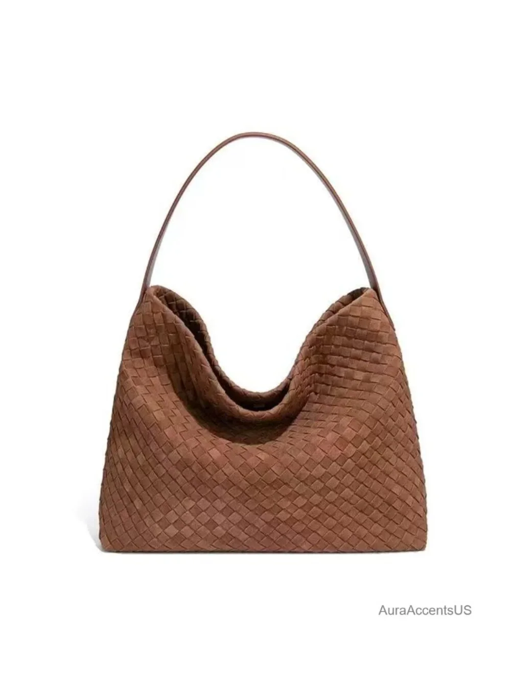 Woven Suede Hobo Crossbody Bag with Top Handle Tote Slouchy Shoulder - Picture 1 of 1
